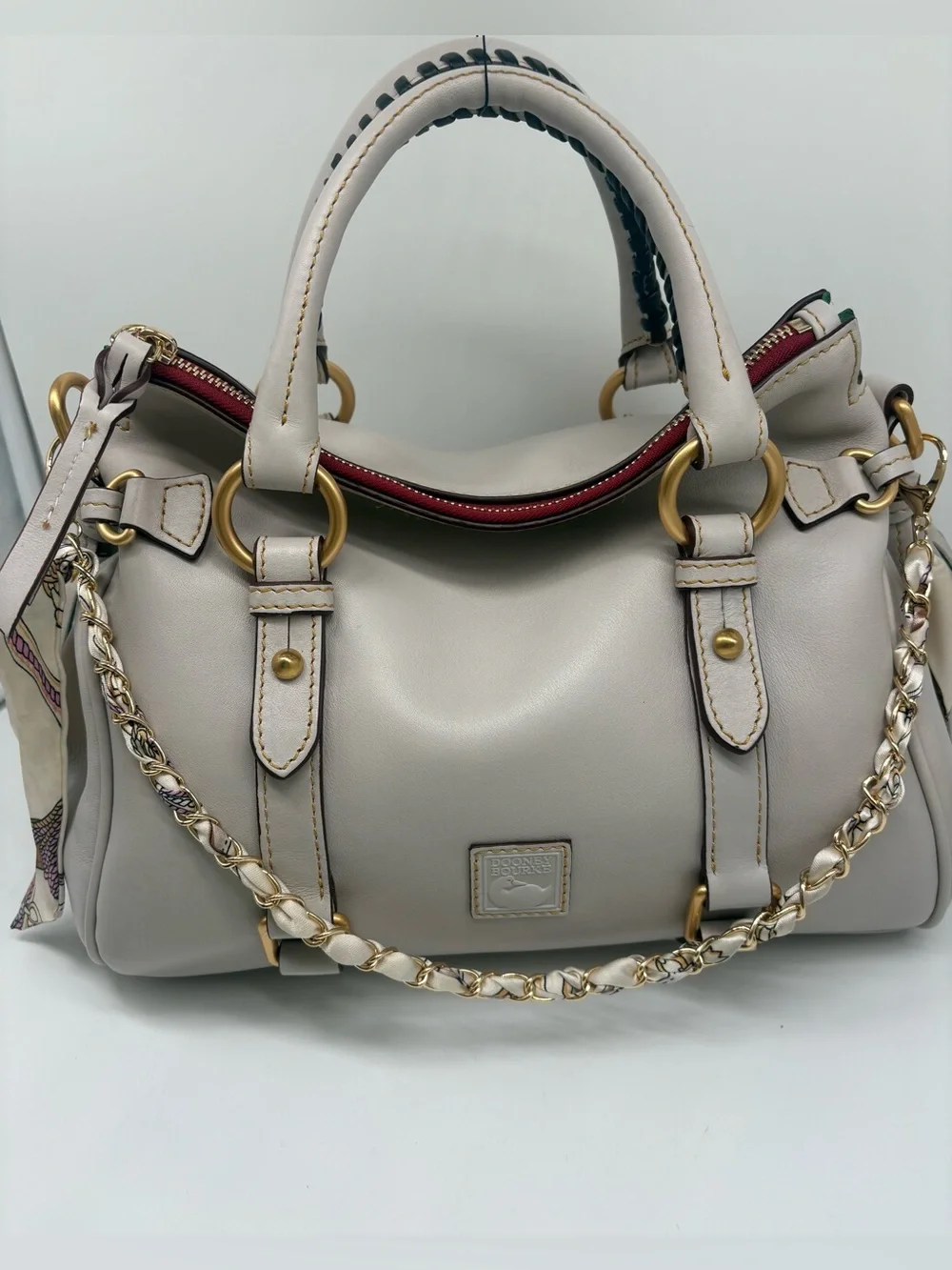 Dooney & Bourke Florentine Ecru Leather Satchel New